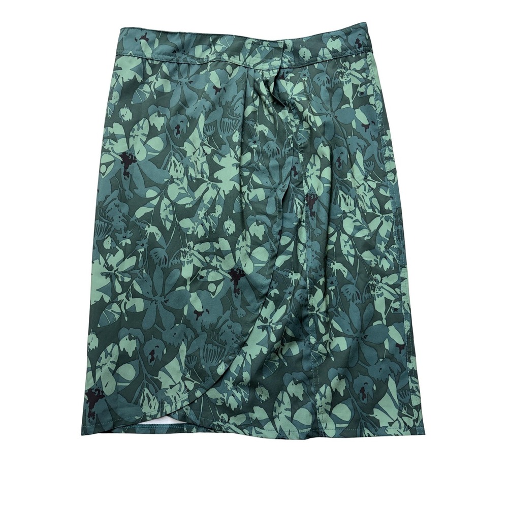 RipSkirt Skirt Womens Large Green Floral Wrap Quick Dry Stretch‎ Pockets Knee